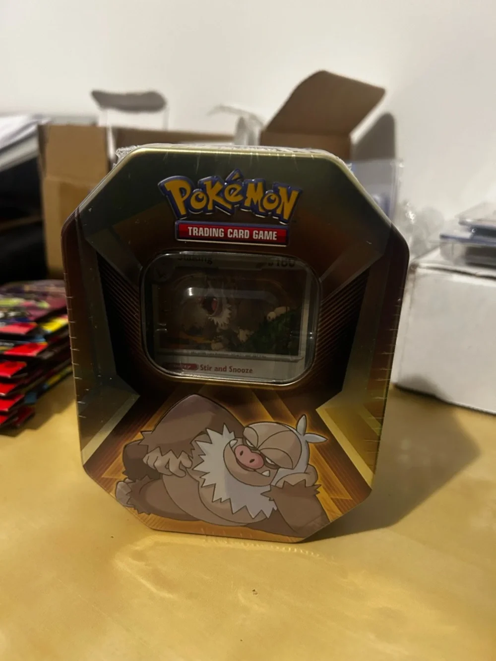 Pokemon Tin - Brown and Gold Slaking Artwork